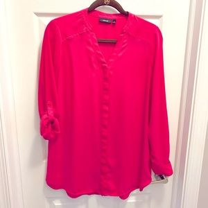 Apt. 9 sheer pink no collar blouse. Size M.